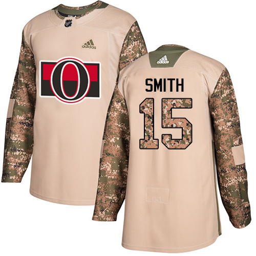Adidas Senators #15 Zack Smith Camo Authentic Veterans Day Stitched NHL Jersey - Click Image to Close